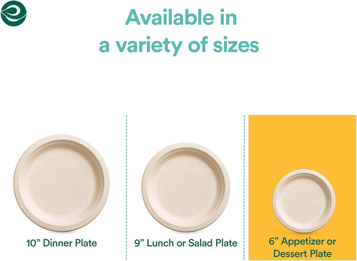 Compostable Paper Plates 6 Inch (100 Count) Heavy Duty Disposable Dessert Plates, Eco-Friendly Sugarcane Bagasse Small Plates for Appetizer- Natural Brown