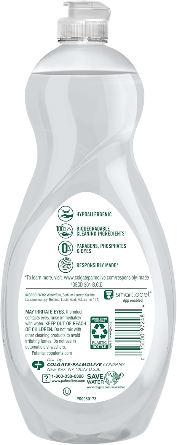 Ultra Dishwashing Liquid Dish Soap, Pure + Clear Fragrance Free - 32.5 Fluid Ounce (Packaging May Vary)