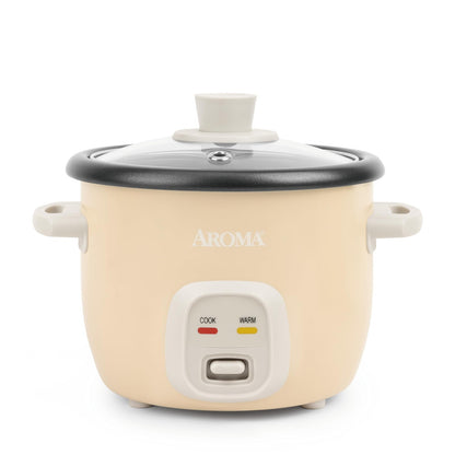 Aroma 1-Qt Mini Rice Cooker 2-Cup Uncooked Soup Oatmeal Auto Keep-Warm Milk Tea