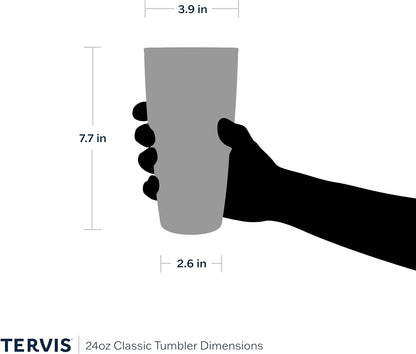 Clear & Colorful Lidded Made in USA Double Walled Insulated Tumbler Travel Cup Keeps Drinks Cold & Hot, 24Oz, Royal Purple Lid