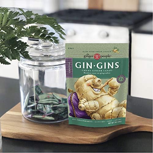 GIN GINS Original Ginger Chews – Natural Fresh Ginger Candy by  – Individually Wrapped Healthy Candy – Original Flavor – 3Oz Bag (Pack of 1)