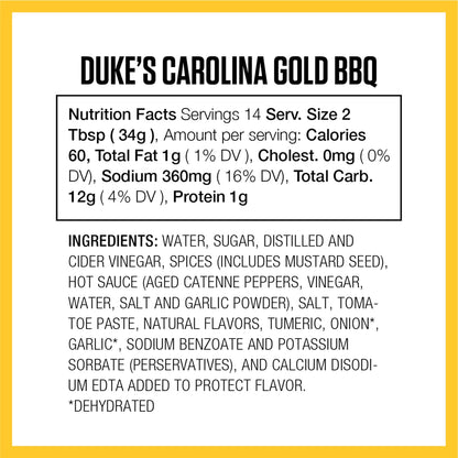 Duke’S Carolina Gold Southern Dipping Sauce - Tangy Mustard Flavor, 17 Ounce (Pack of 1)