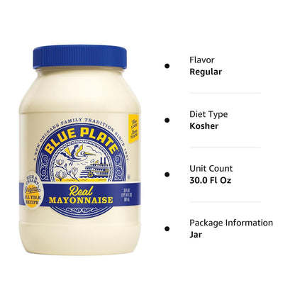 Real Mayonnaise, Homestyle Mayo for Chicken Salad to Deviled Eggs, 30 Fl Oz Jar (Pack of 1)