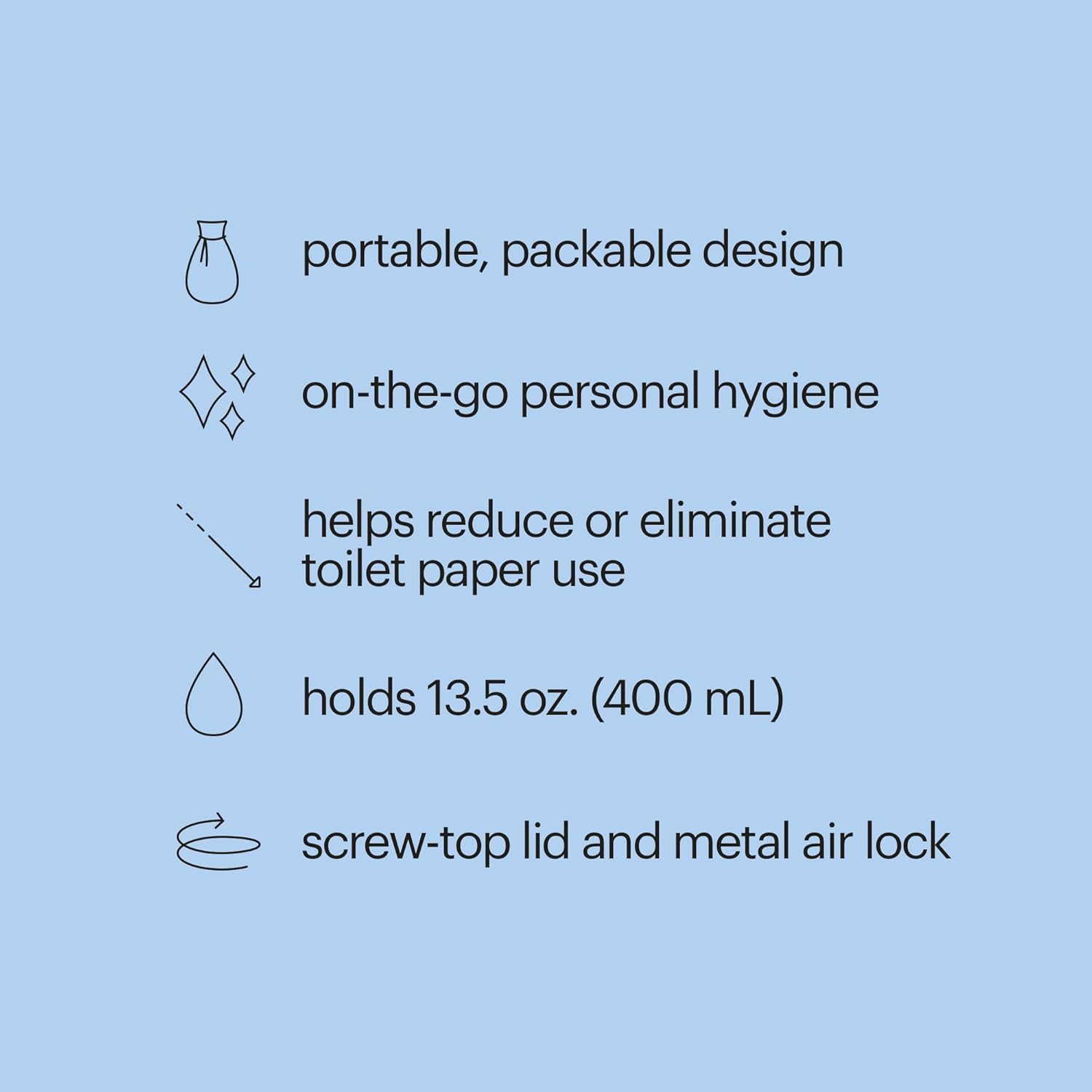 Gospa Travel Bidet GS-70 Easy-To-Use Portable Bidet with Convenient Nozzle Storage, Travel Bag, 400 Ml Capacity, and Angled Nozzle Spray