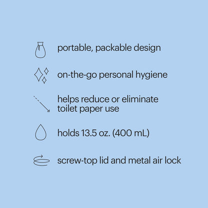 Gospa Travel Bidet GS-70 Easy-To-Use Portable Bidet with Convenient Nozzle Storage, Travel Bag, 400 Ml Capacity, and Angled Nozzle Spray