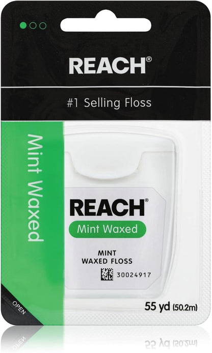 Waxed Dental Floss, Mint, Plaque Remover for Teeth, Shred Resistant, Floss Slides Smoothly, Easy to Use, Waxed, Deep Cleaning Teeth, Oral Care, PFAS Free, for Adults & Kids, 1 Pack, 55 Yd