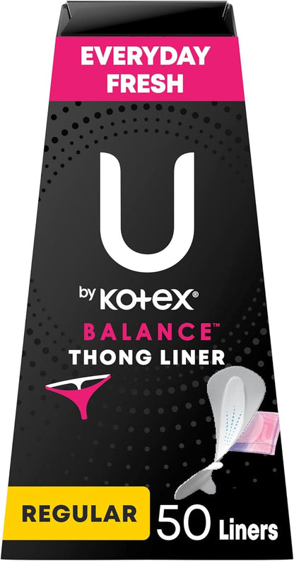 Balance Daily Panty Liners for Thongs, Wrapped, Light Absorbency, Regular Length, 50 Count (Packaging May Vary)