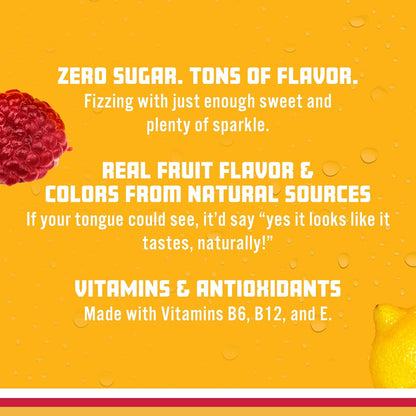 , Raspberry Lemonade Sparkling Water, Zero Sugar Flavored Water, with Vitamins and Antioxidants, Low Calorie Beverage, 17 Fl Oz Bottles (Pack of 12)