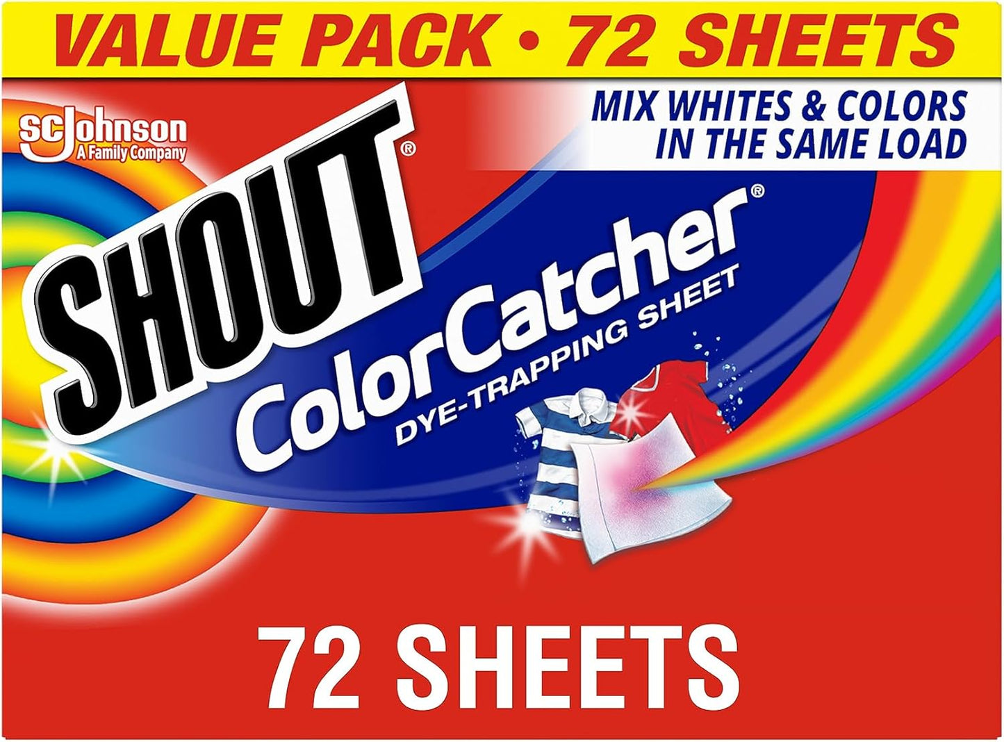 Color Catchers for Laundry, Allow Mixed Washes, Prevents Color Runs and Maintains Original Clothing, 72 Count