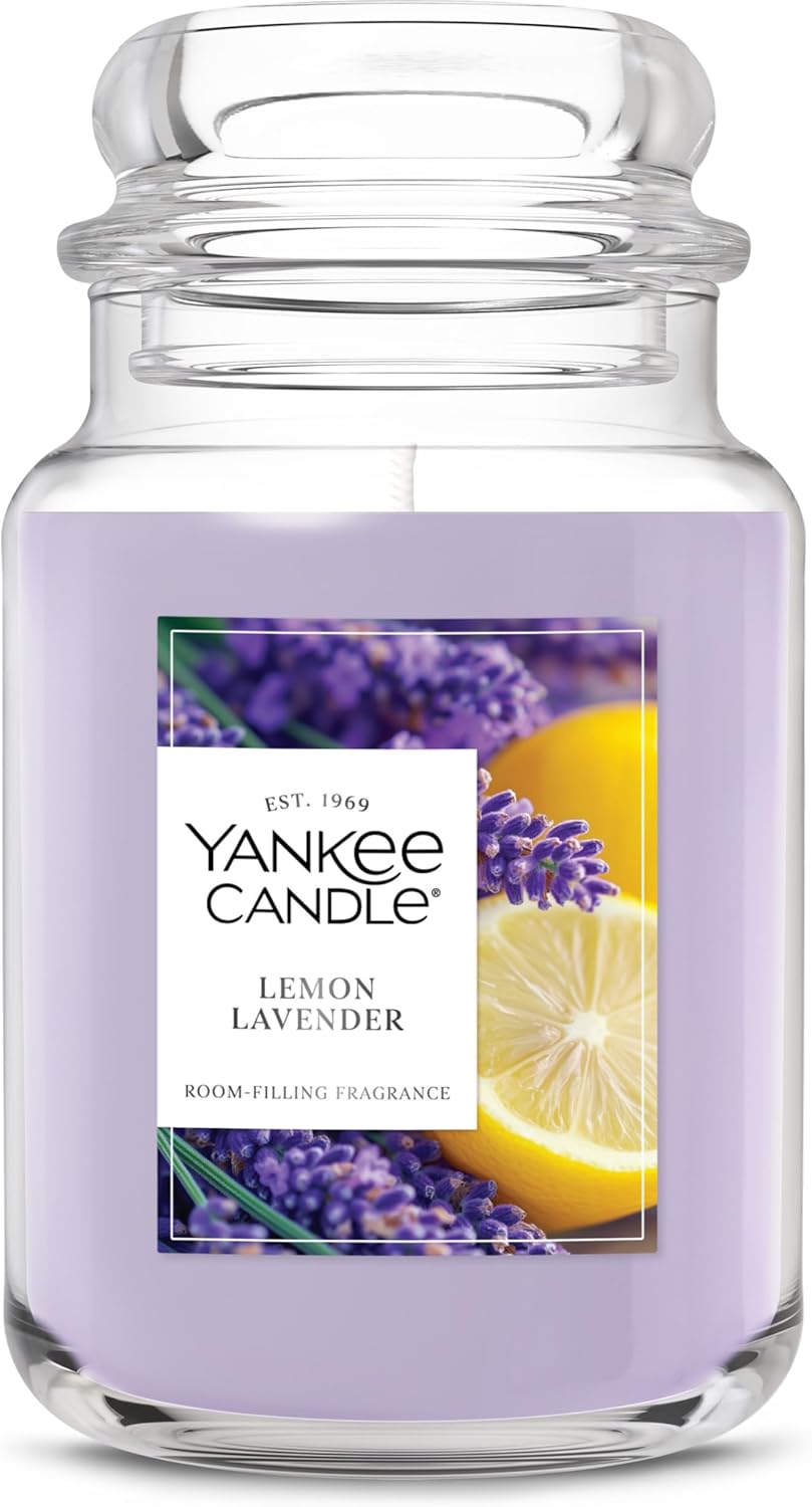 Lemon Lavender, Scented Candle, 22Oz Large Jar with up to 150 Hour Burn Time, Giftable, Birthdays