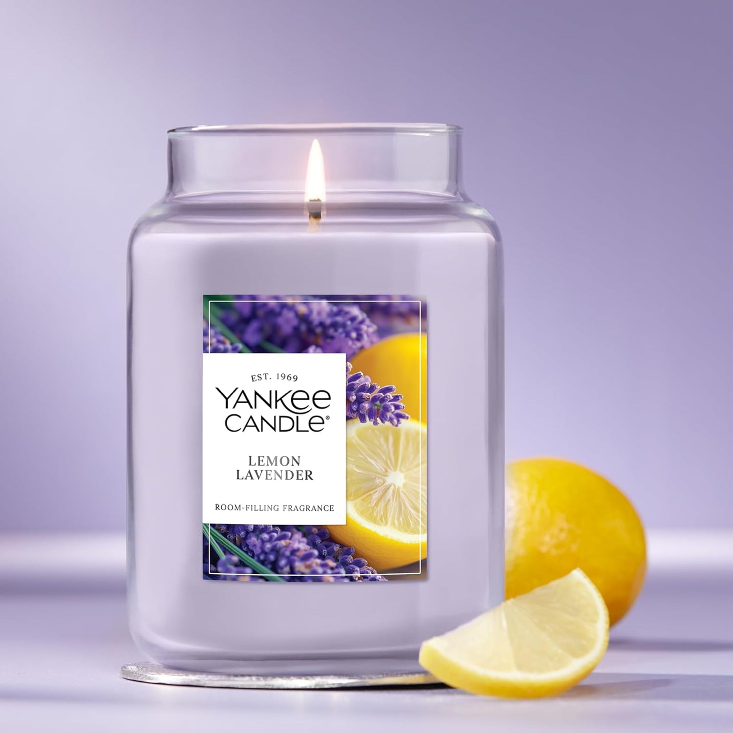 Lemon Lavender, Scented Candle, 22Oz Large Jar with up to 150 Hour Burn Time, Giftable, Birthdays