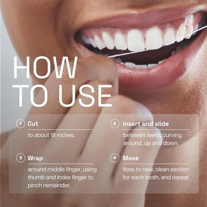 Waxed Dental Floss, Mint, Plaque Remover for Teeth, Shred Resistant, Floss Slides Smoothly, Easy to Use, Waxed, Deep Cleaning Teeth, Oral Care, PFAS Free, for Adults & Kids, 1 Pack, 55 Yd