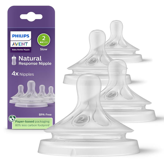 Philips  Natural Response Nipple, Slow Flow (Flow 2), 4-Pack, SCY962/44