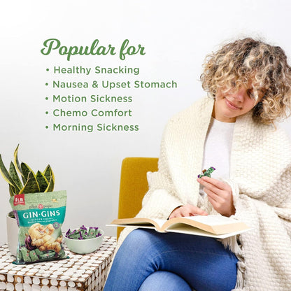 GIN GINS Original Ginger Chews – Natural Fresh Ginger Candy by  – Individually Wrapped Healthy Candy – Original Flavor – 3Oz Bag (Pack of 1)