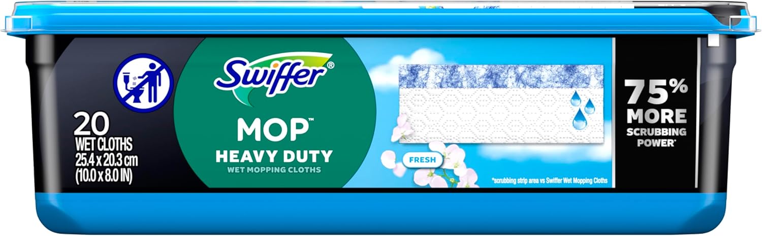 Sweep + Mop, Wet Pads Refill, Floor Cleaner, Cleaning Cloths, Heavy Duty, Fresh, 20Ct