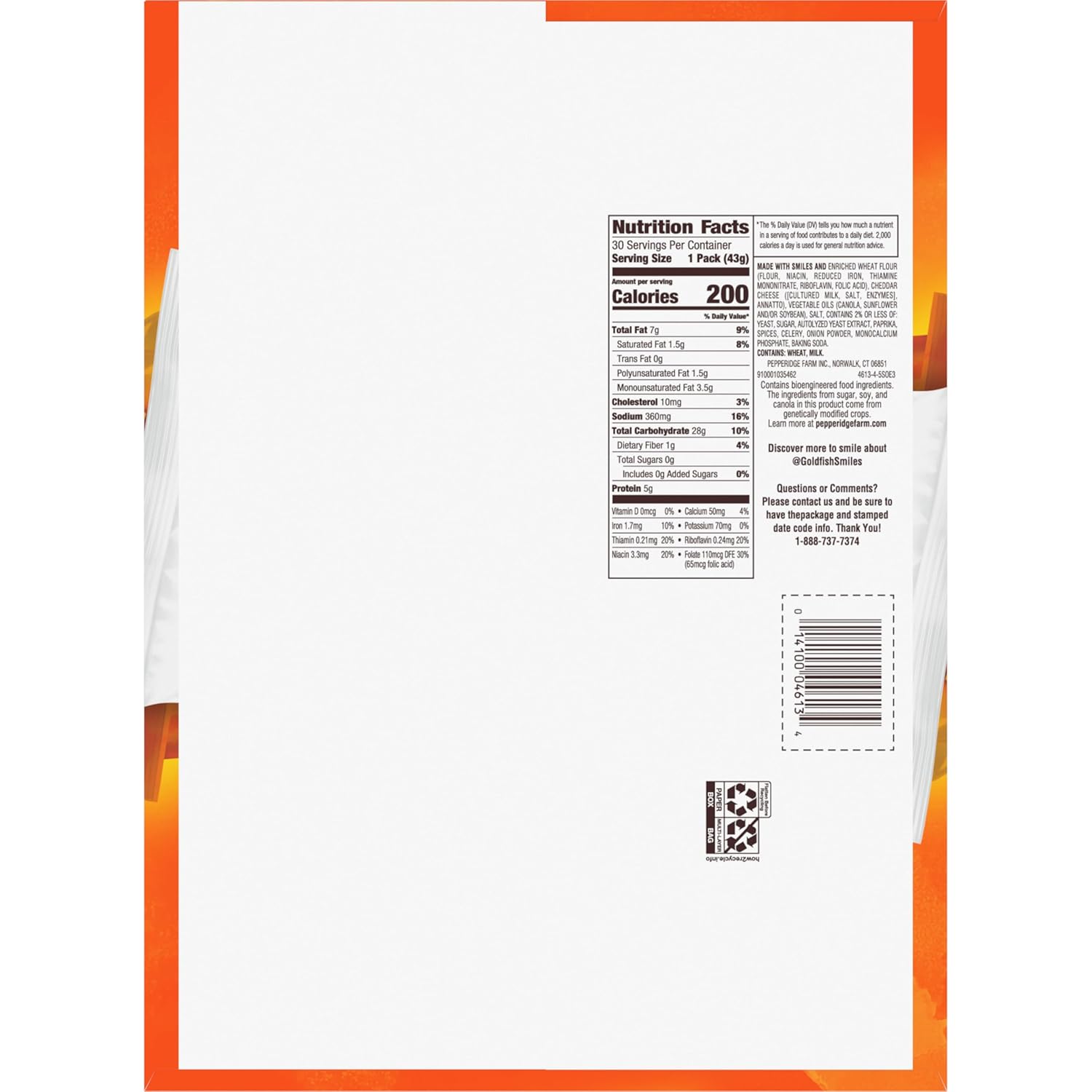 Cheddar Crackers, 1.5 Oz. Snack Packs, 30 Count