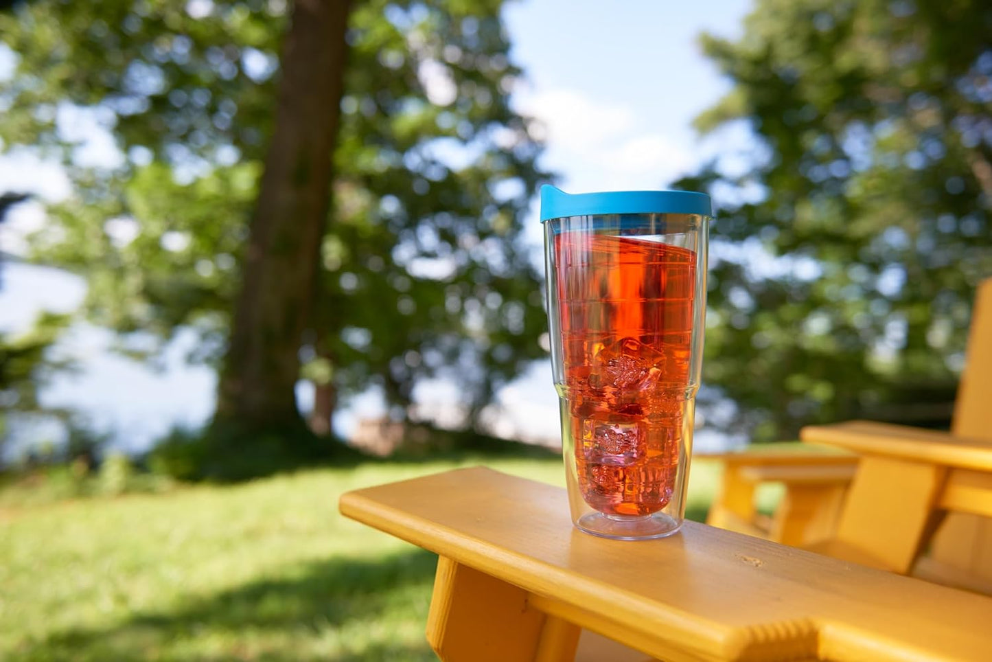 Clear & Colorful Lidded Made in USA Double Walled Insulated Tumbler Travel Cup Keeps Drinks Cold & Hot, 24Oz, Royal Purple Lid