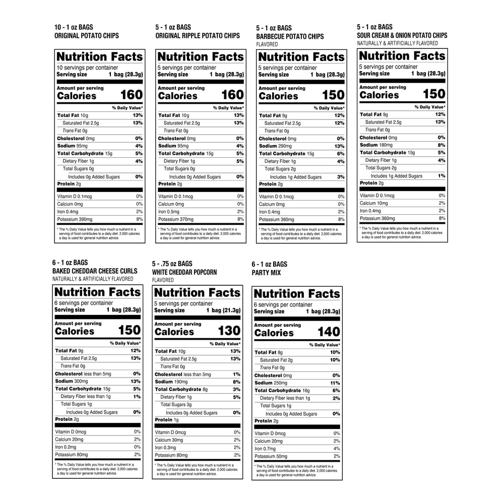 Snack Variety Pack Individual Snacks, Includes Potato Chips, Cheese Curls, Popcorn, and Party Mix, Crunchy Travel Snacks for Lunches, Vending Machines, and Enjoying on the Go (Pack of 42)