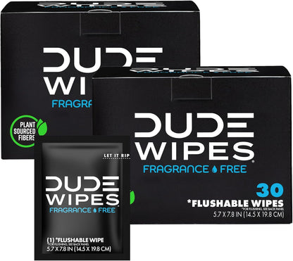 - On-The-Go Flushable Wipes - 2 Pack, 60 Wipes - Unscented Extra-Large Individually Wrapped Adult Wet Wipes - Vitamin E & Aloe - Septic and Sewer Safe