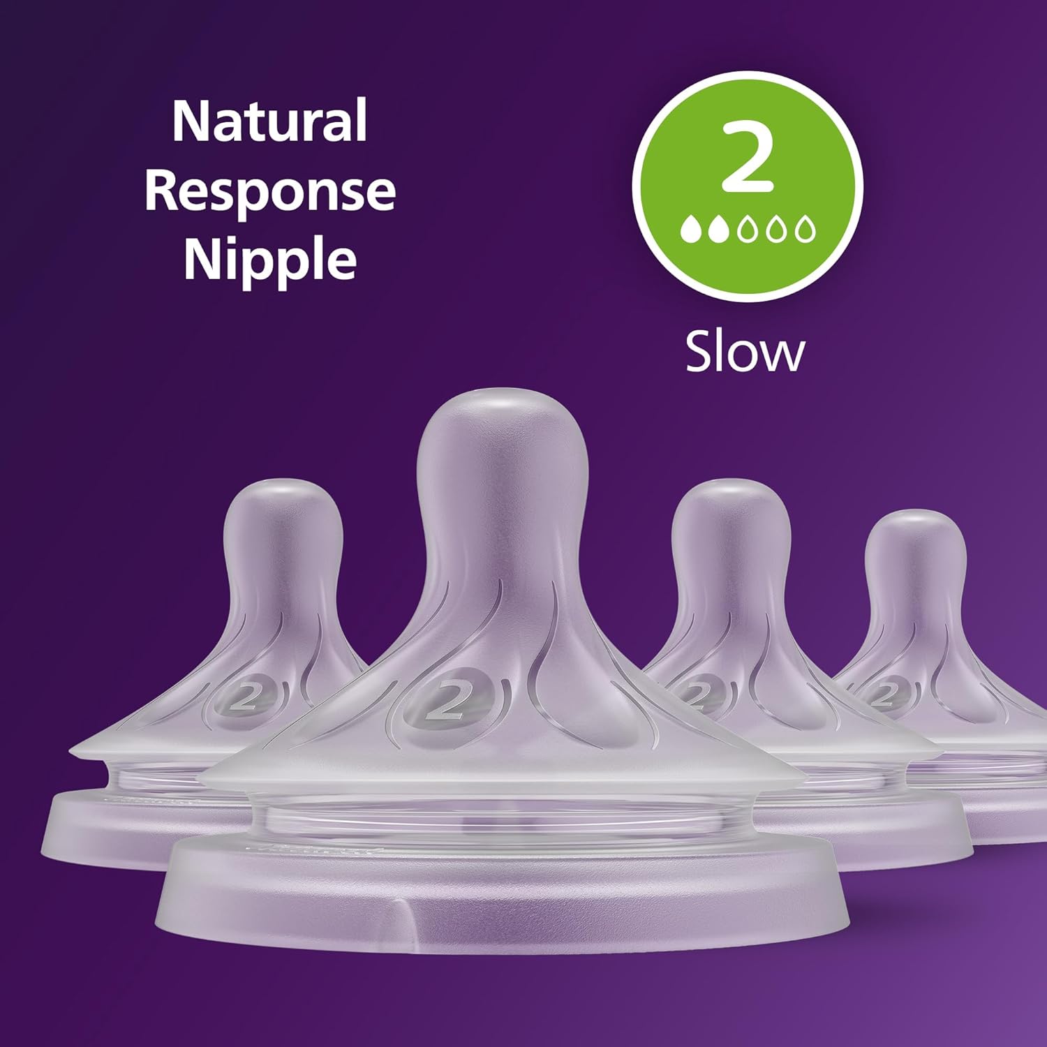 Philips  Natural Response Nipple, Slow Flow (Flow 2), 4-Pack, SCY962/44