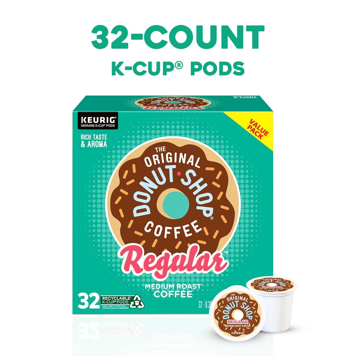 Regular, Single-Serve Keurig K-Cup Pods, Medium Roast Coffee Pods, 32 Count
