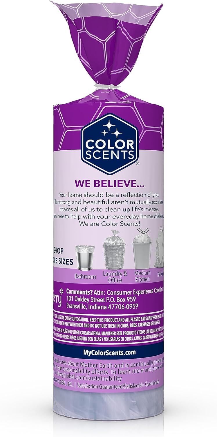 Small Trash Bags - 4 Gallon, 80 Bags (2 Pack of 80 Count), Twist Tie - Lavender Bag in Lavender Scent