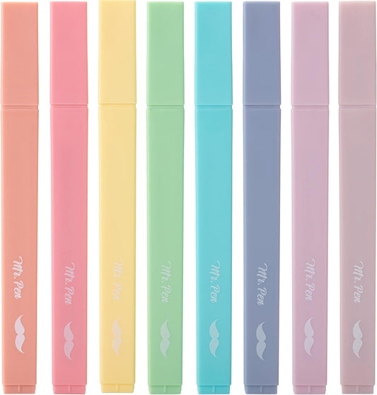 - Aesthetic Cute Pastel Highlighters Set, 8 Pcs, Chisel Tip, Candy Colors, No Bleed Bible Assorted Colors