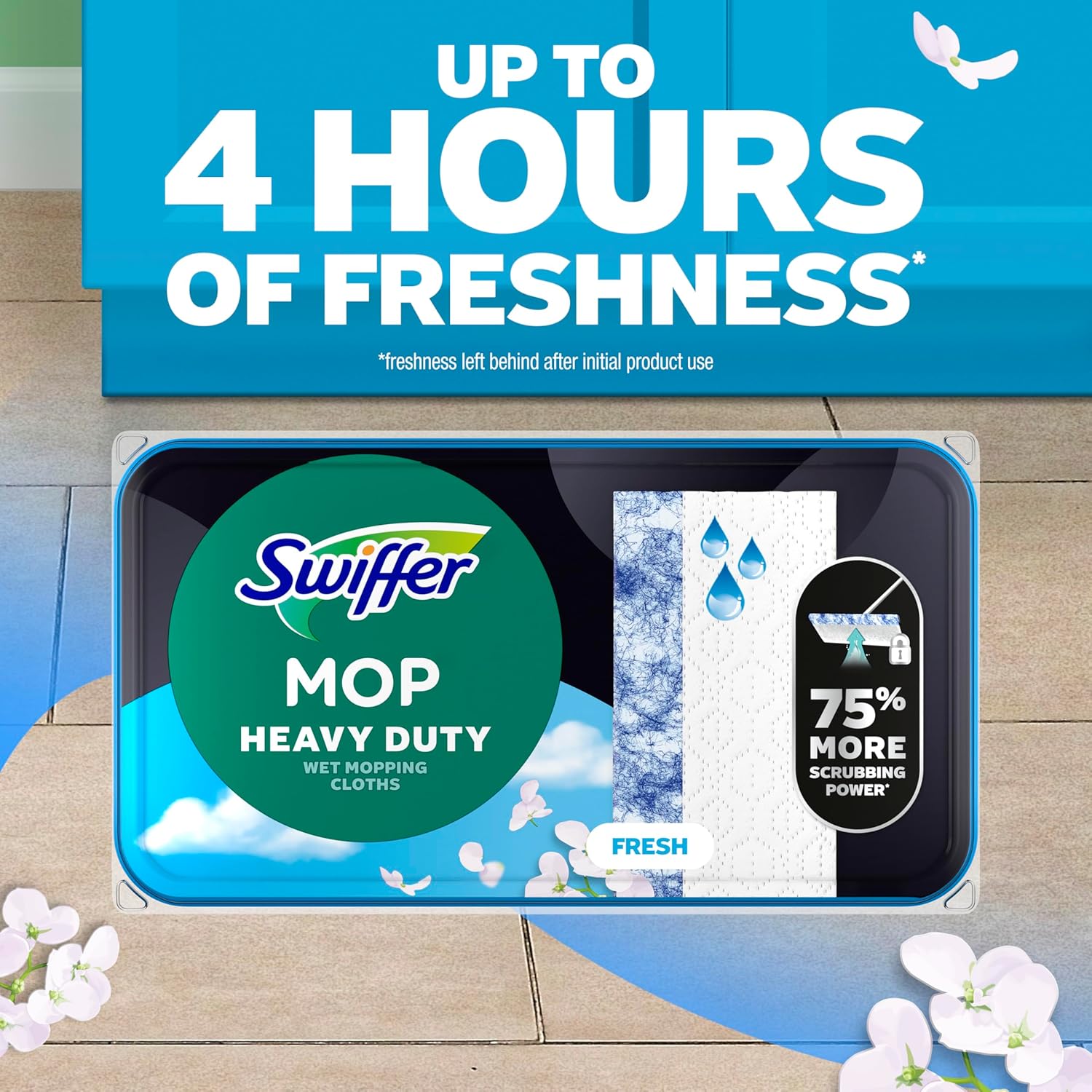 Sweep + Mop, Wet Pads Refill, Floor Cleaner, Cleaning Cloths, Heavy Duty, Fresh, 20Ct