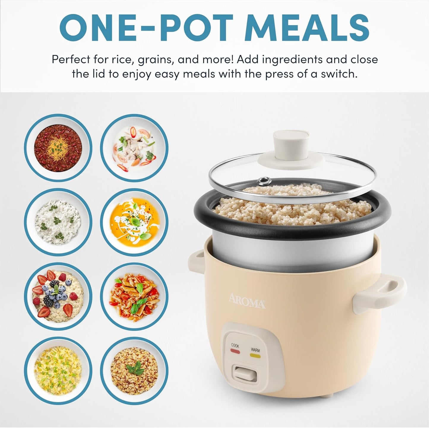 ® Mini Rice Cooker, 2-Cup (Uncooked) / 4-Cup (Cooked), Grain Cooker, Soup Maker, Oatmeal Cooker, Auto Keep Warm, 1 Qt, Milk Tea Color