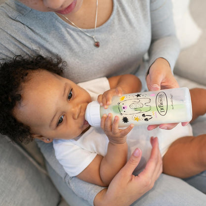 Natural Flow Anti-Colic Options+ Narrow Baby Bottle, Bear & Owl, 8 Oz/250 Ml, with Level 1 Slow Flow Nipple, BPA Free, 0M+, 2-Pack