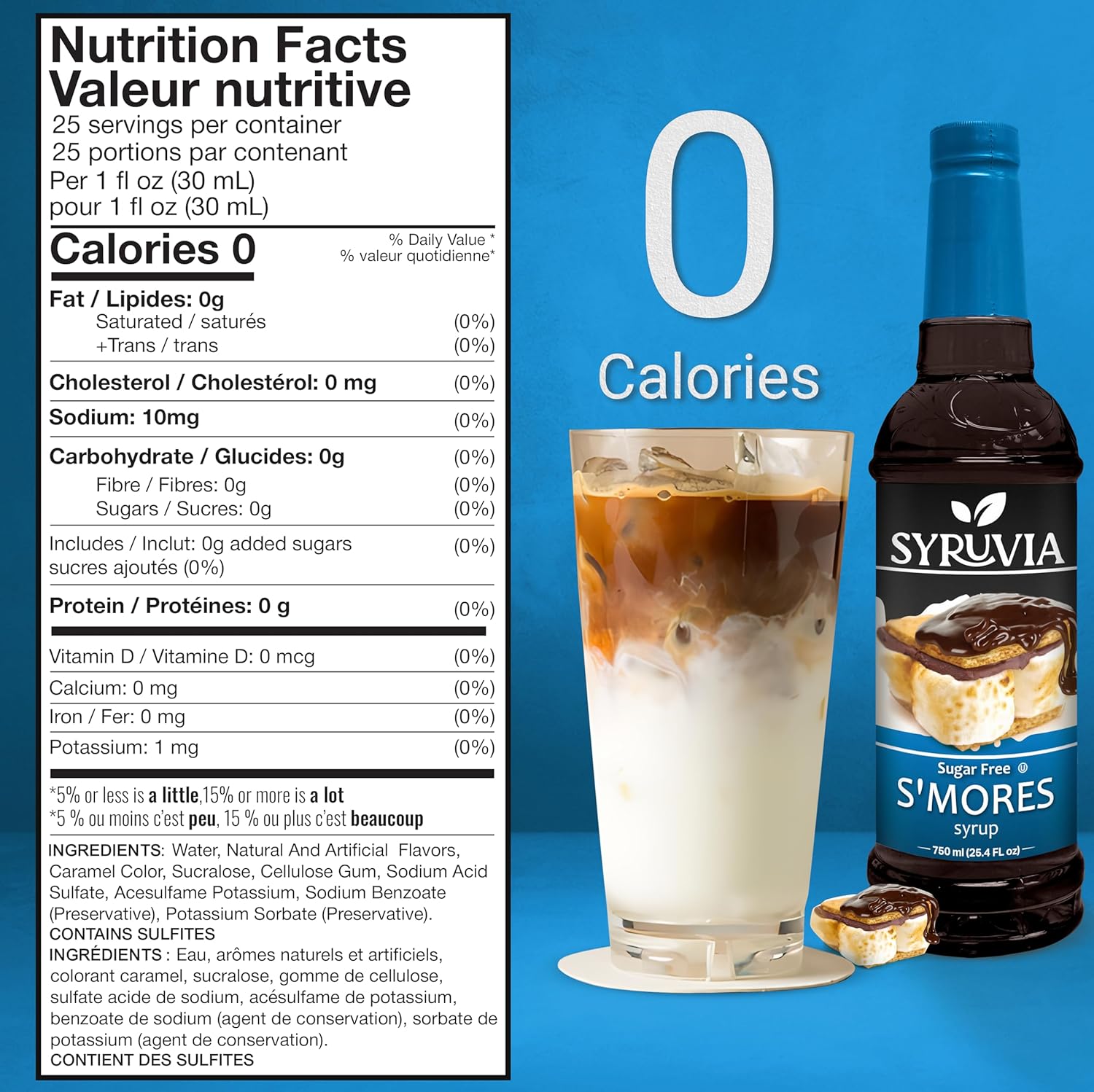 Sugar Free Coffee Syrup, S'Mores Flavored Syrup for Drinks, Lattes, and Desserts – 25.4 Fl Oz