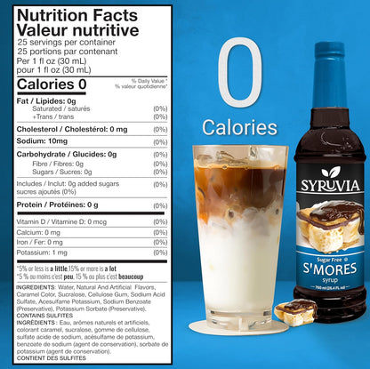 Sugar Free Coffee Syrup, S'Mores Flavored Syrup for Drinks, Lattes, and Desserts – 25.4 Fl Oz