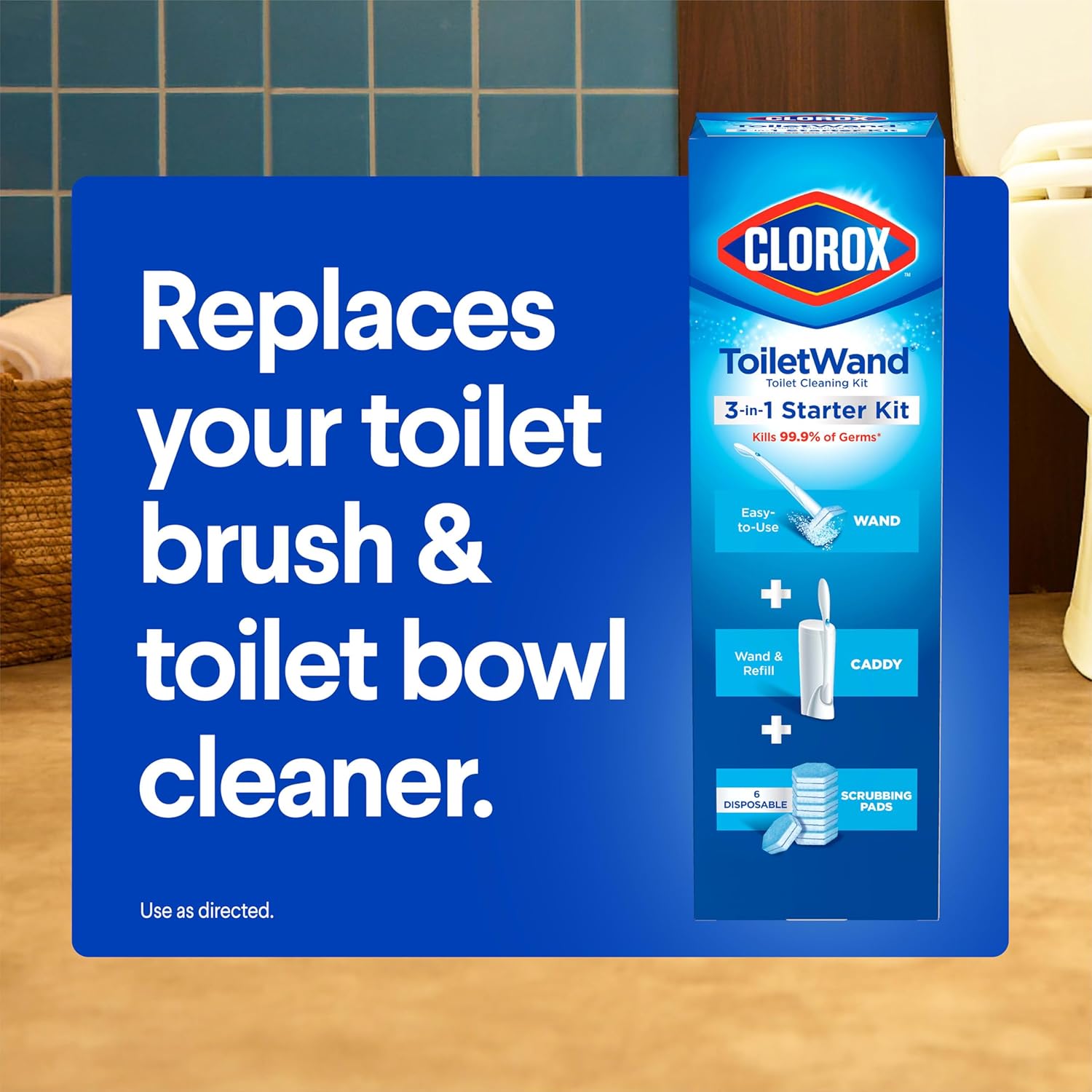 Toiletwand Toilet Bowl Cleaner- Toilet Brush, Storage Caddy and 6 Disinfecting Refill Heads
