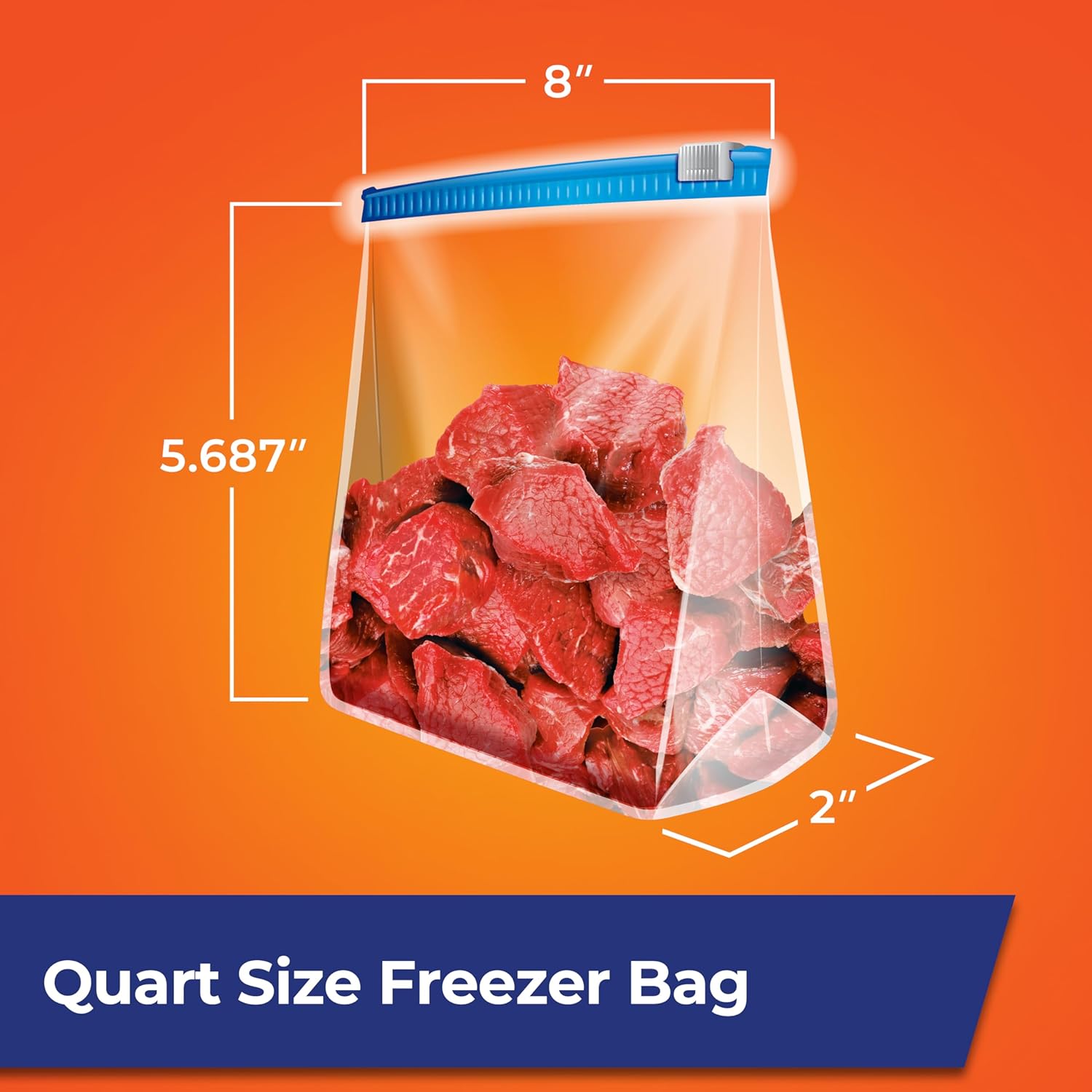 Slider Freezer Kitchen Storage Bags, Quart Size, 74 Count