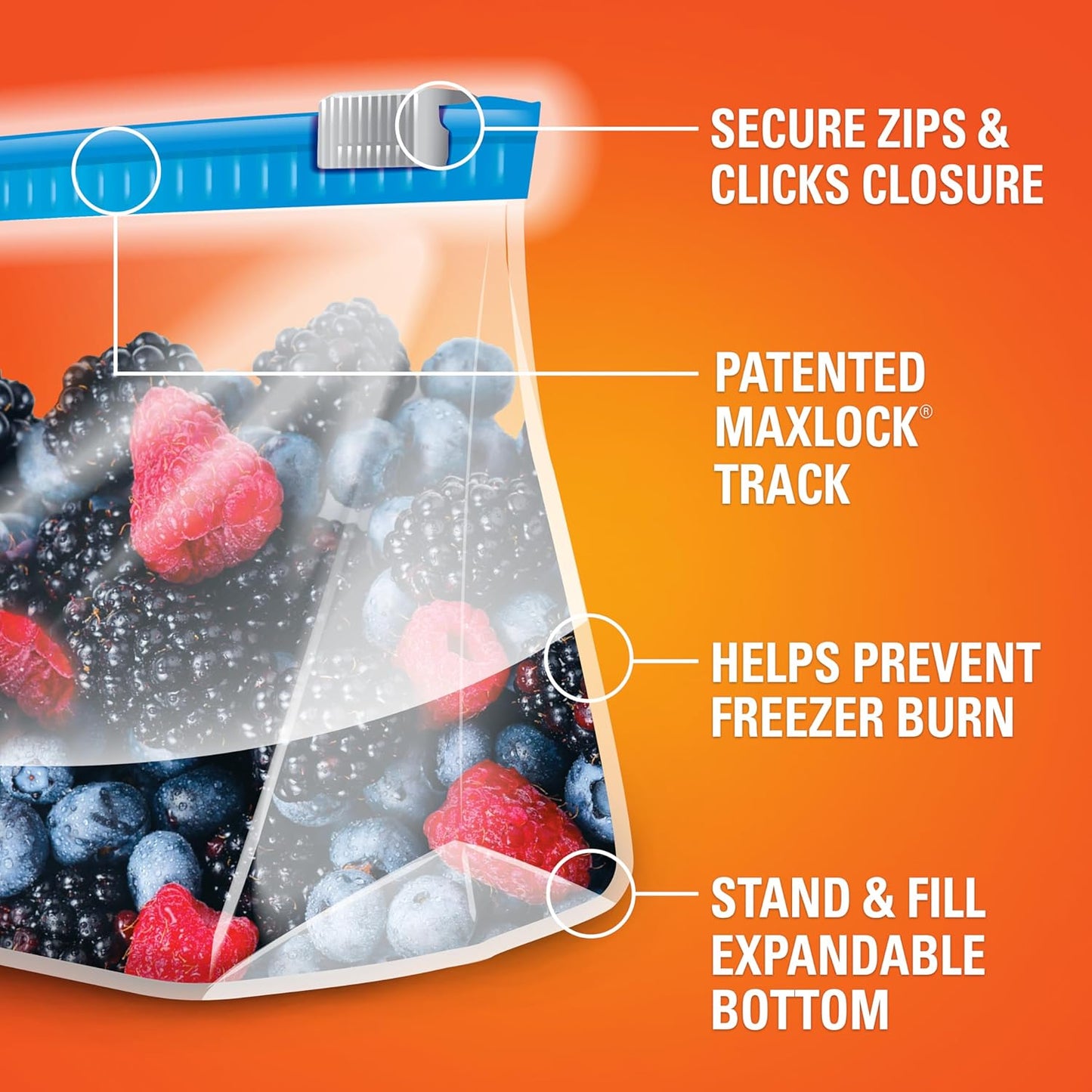 Slider Freezer Kitchen Storage Bags, Quart Size, 74 Count