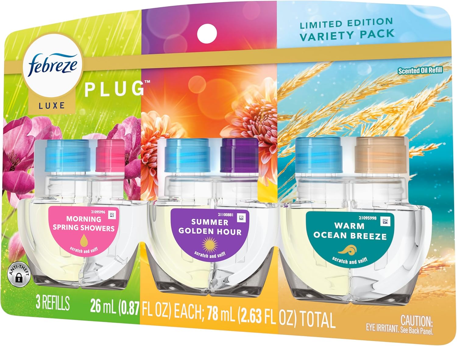 Plug in Air Freshener, Odor-Fighting Scented Oil Refill, Spring Fruit Mix, 3 Refill