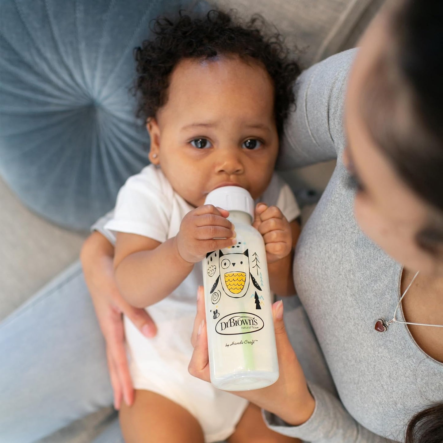 Natural Flow Anti-Colic Options+ Narrow Baby Bottle, Bear & Owl, 8 Oz/250 Ml, with Level 1 Slow Flow Nipple, BPA Free, 0M+, 2-Pack