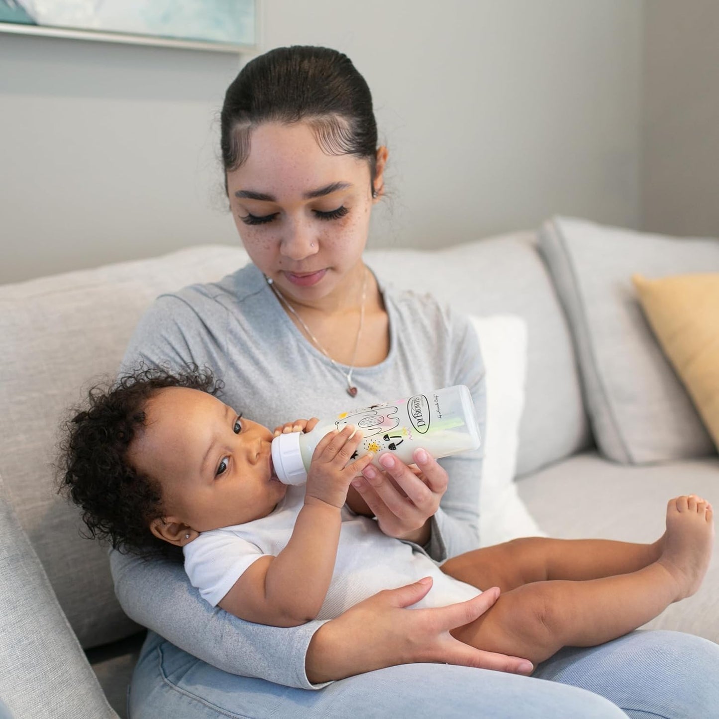 Natural Flow Anti-Colic Options+ Narrow Baby Bottle, Bear & Owl, 8 Oz/250 Ml, with Level 1 Slow Flow Nipple, BPA Free, 0M+, 2-Pack