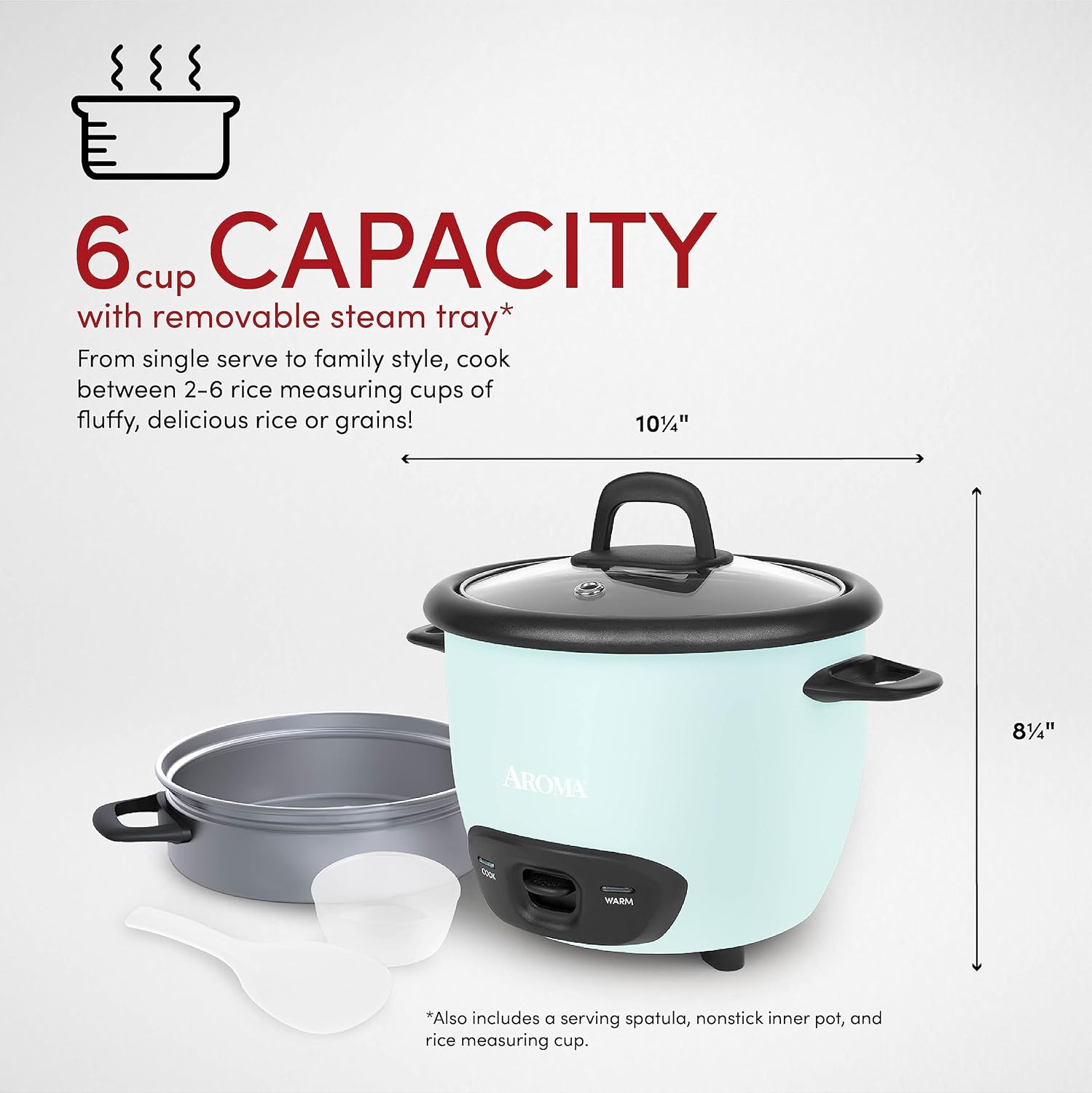 ® 6-Cup (Cooked) / 1.5Qt. Rice & Grain Cooker (ARC-743-1NGBL), Light Blue