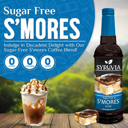 Sugar Free Coffee Syrup, S'Mores Flavored Syrup for Drinks, Lattes, and Desserts – 25.4 Fl Oz