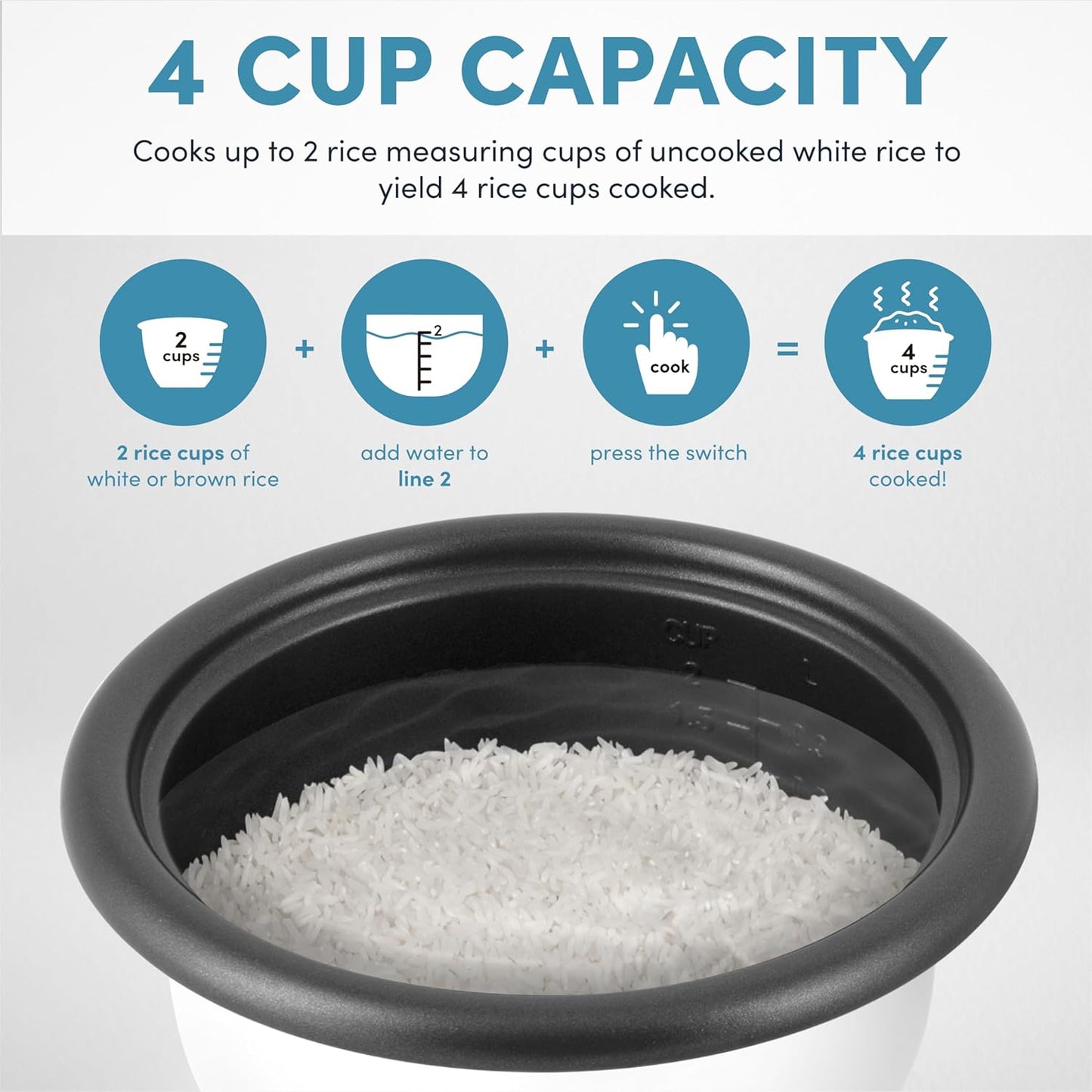 ® Mini Rice Cooker, 2-Cup (Uncooked) / 4-Cup (Cooked), Grain Cooker, Soup Maker, Oatmeal Cooker, Auto Keep Warm, 1 Qt, Milk Tea Color