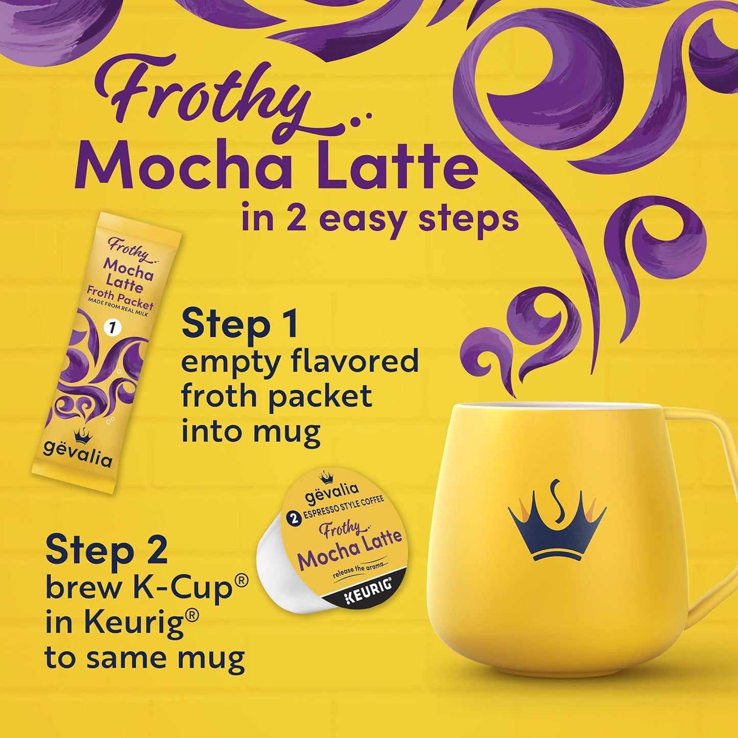 Frothy 2-Step Mocha Latte Expresso K-Cup® Coffee Pods & Froth Packets Kit (12 Ct Box)
