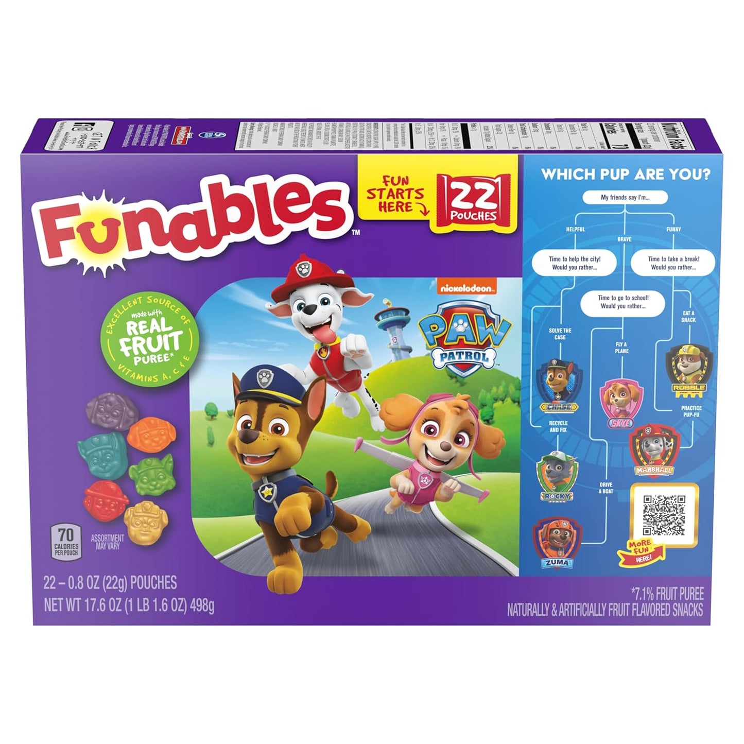 Fruity Snacks, PAW Patrol, Assorted Fruit, Flavored Snacks, 0.8 Oz 22 Ct