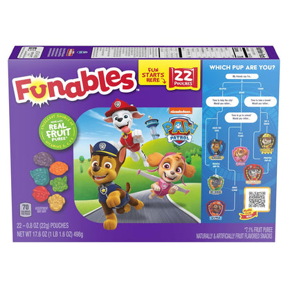 Fruity Snacks, PAW Patrol, Assorted Fruit, Flavored Snacks, 0.8 Oz 22 Ct