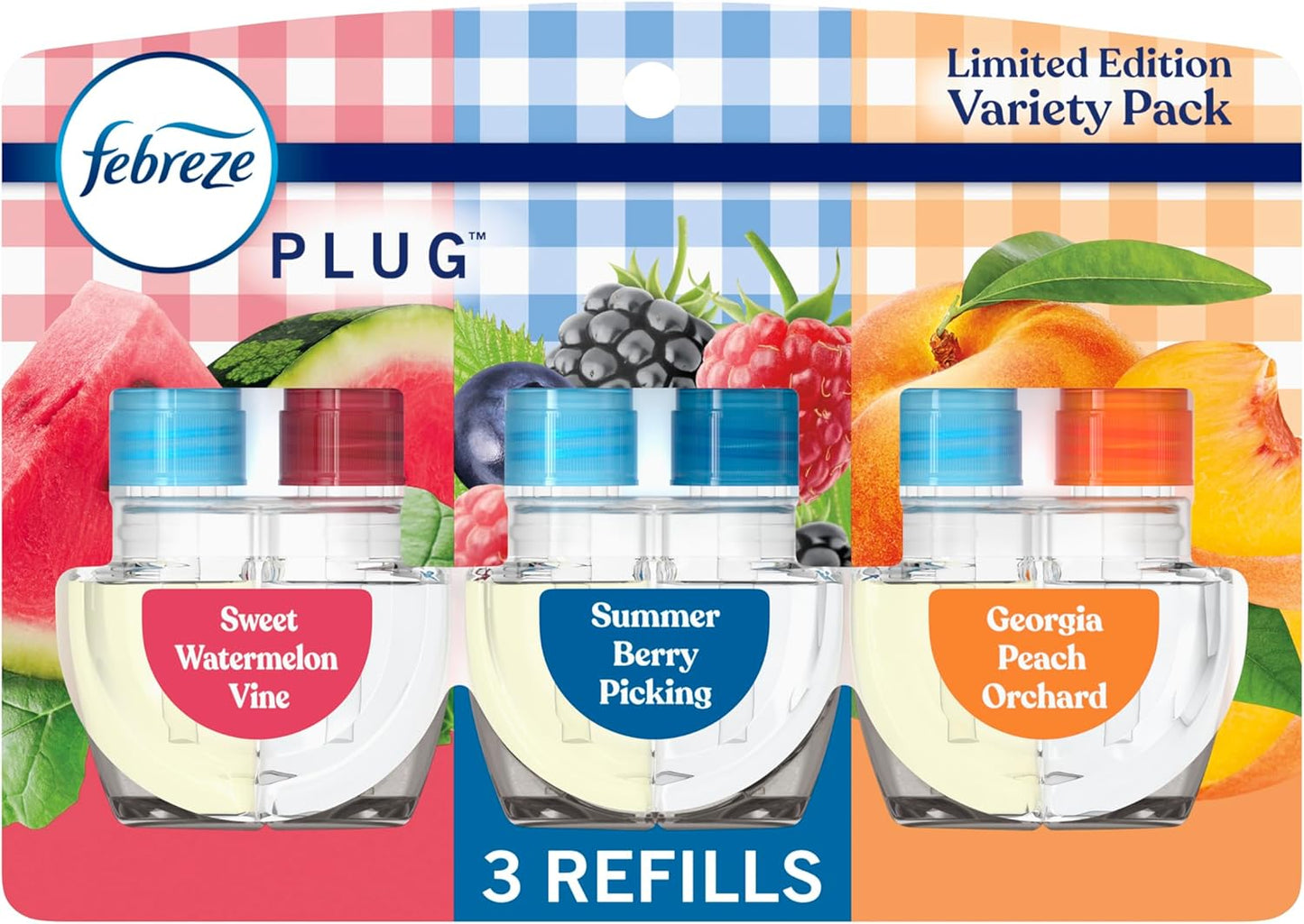 Plug in Air Freshener, Odor-Fighting Scented Oil Refill, Spring Fruit Mix, 3 Refill
