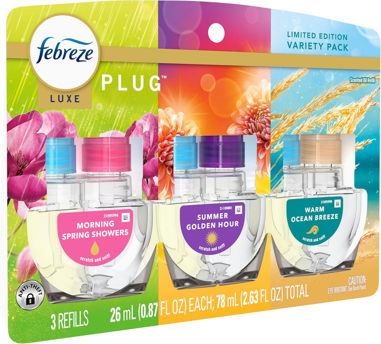 Plug in Air Freshener, Odor-Fighting Scented Oil Refill, Spring Fruit Mix, 3 Refill