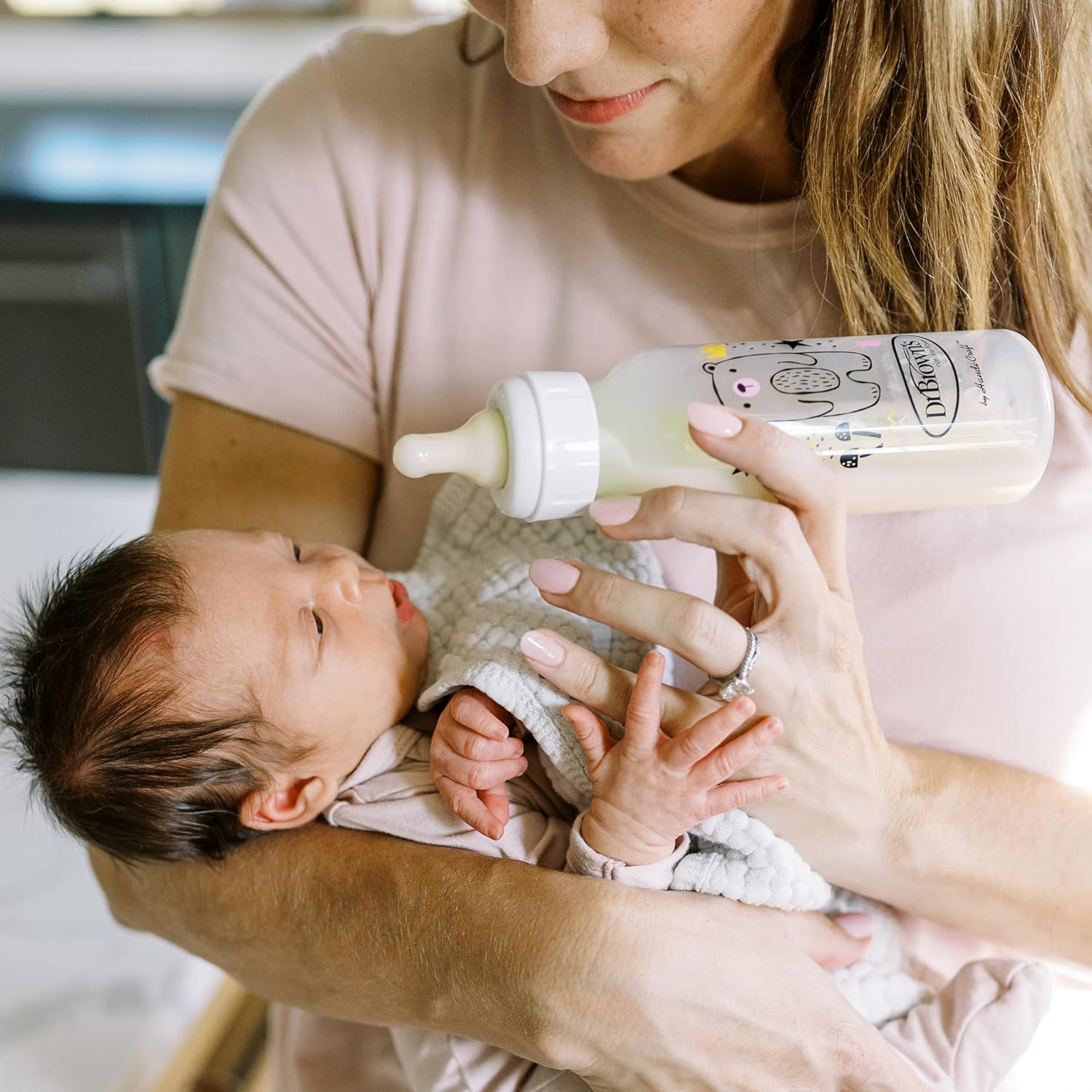 Natural Flow Anti-Colic Options+ Narrow Baby Bottle, Bear & Owl, 8 Oz/250 Ml, with Level 1 Slow Flow Nipple, BPA Free, 0M+, 2-Pack