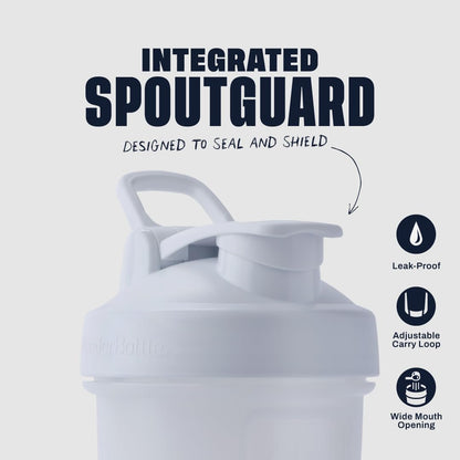 Classic V2 Shaker Bottle Perfect for Protein Shakes and Pre Workout, 20-Ounce, White