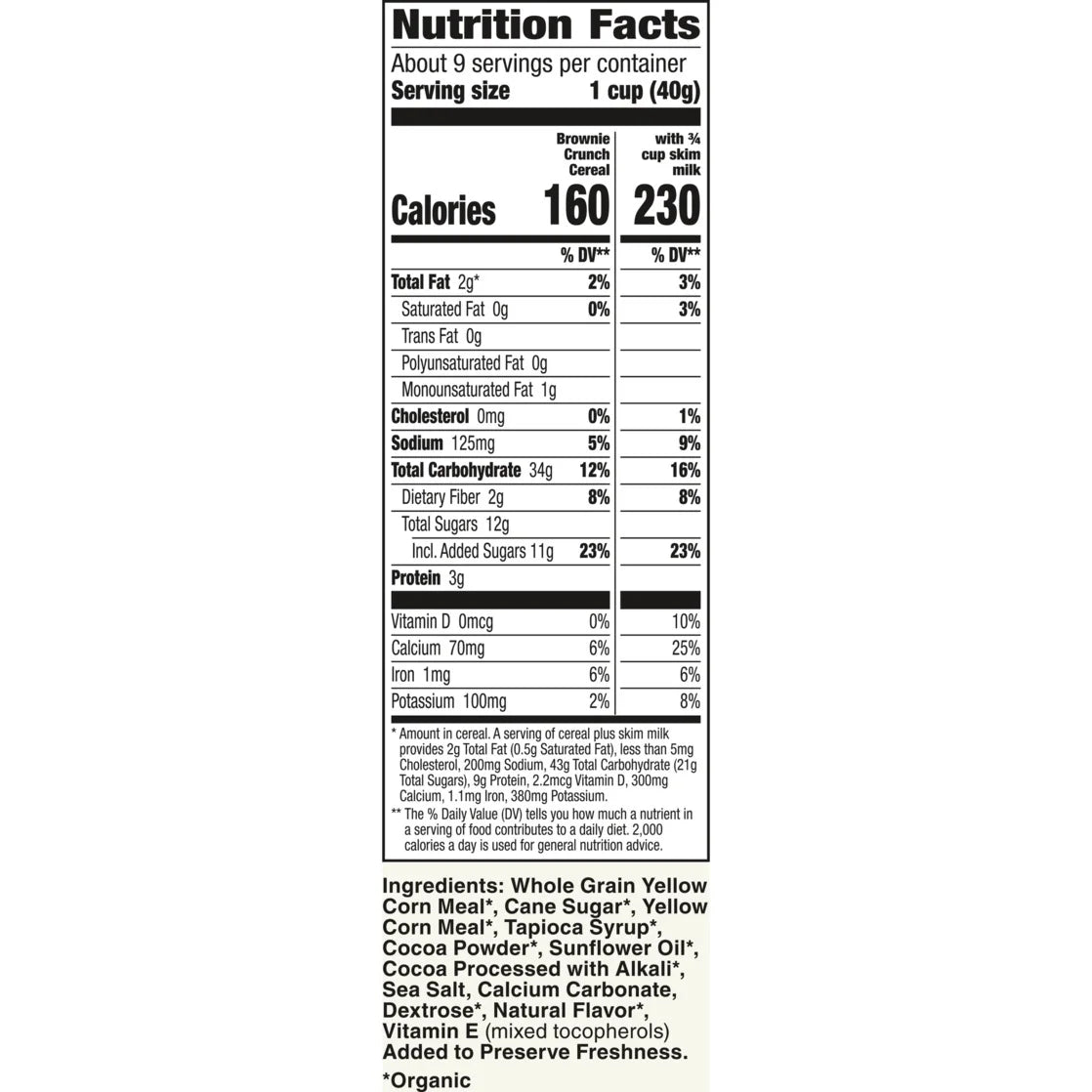 Organic Brownie Crunch Cereal, Gluten Free, Made with Real Cocoa, 12.4 Oz