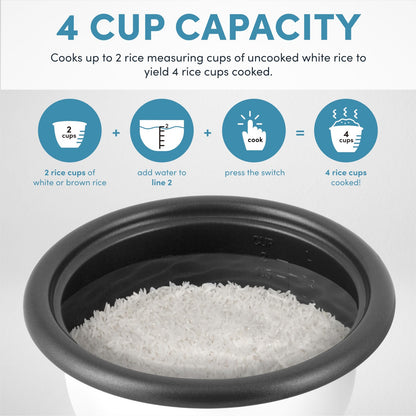 Aroma 1-Qt Mini Rice Cooker 2-Cup Uncooked Soup Oatmeal Auto Keep-Warm Milk Tea